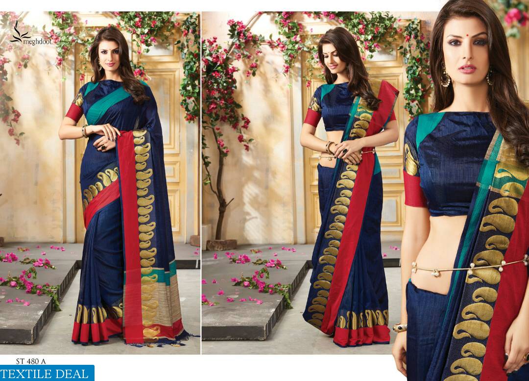 meghdoot Tassels Wholesale Cotton Silk Ethnic Saree